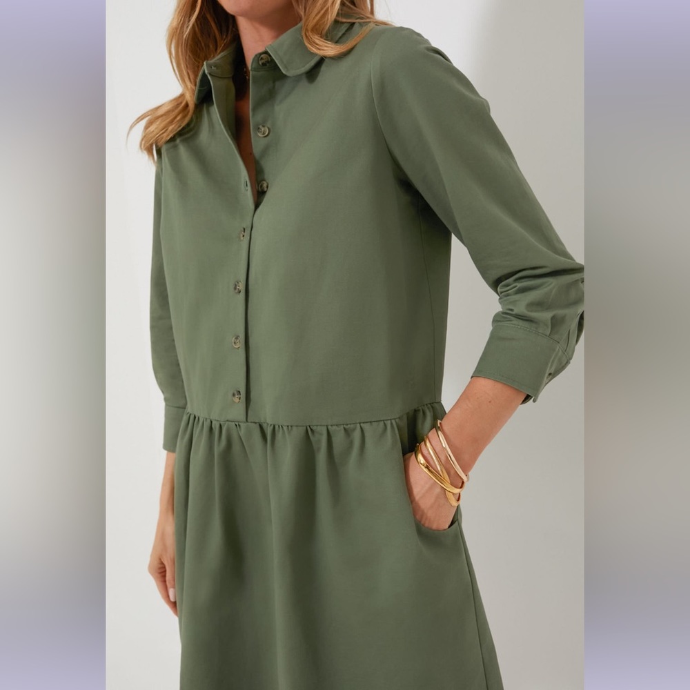 Tuckernuck Jade Green Stretch Twill Hayes Dress - Small - Picture 4 of 5